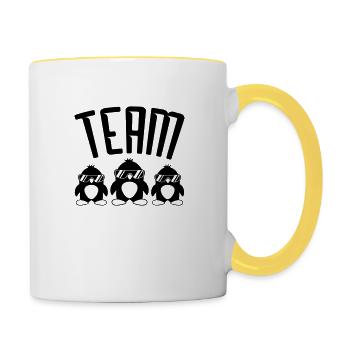 Cool Pinguine Logo - Tasse zweifarbig - Weiß/Gelb - Rechts
