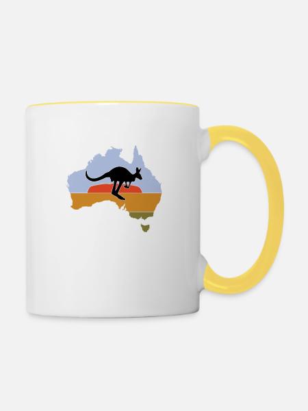 Australien - Tasse zweifarbig - Weiß/Gelb