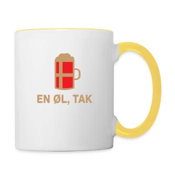 En øl tak North Denmark gift saying - Contrasting Mug - white/yellow - Right