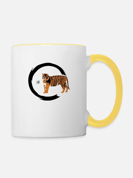 Zen Tiger - Tasse zweifarbig - Weiß/Gelb