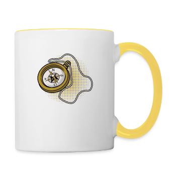Compass with cord vintage stil by The Manzanita´s - Tasse zweifarbig - Weiß/Gelb - Rechts
