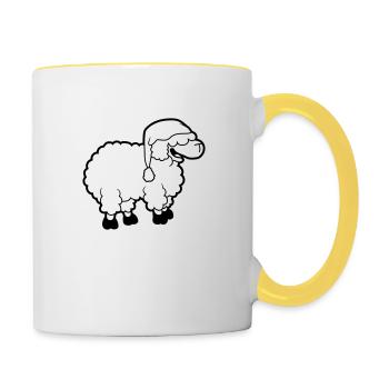 Schlaf Schaf Schlafmütze - Tasse zweifarbig - Weiß/Gelb - Rechts