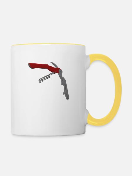 3D Korkenzieher - Tasse zweifarbig - Weiß/Gelb