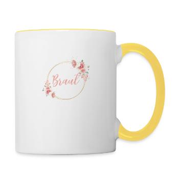 Team Braut! personalisierbar - Tasse zweifarbig - Weiß/Gelb - Rechts