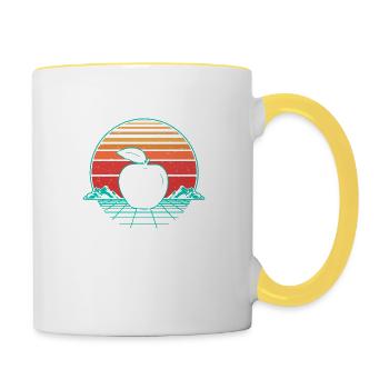 Apple Fruit Retro Vintage Retro Wave - Contrasting Mug - white/yellow - Right