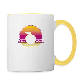 Apple Fruit Retro Vintage Retro Wave - Contrasting Mug - white/yellow - Right