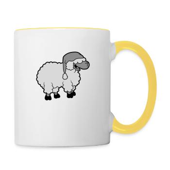 Funny laughing sheep - Contrasting Mug - white/yellow - Right