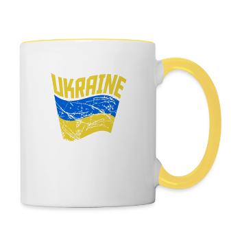 Flagge Wehen Ukraine - Tasse zweifarbig - Weiß/Gelb - Rechts