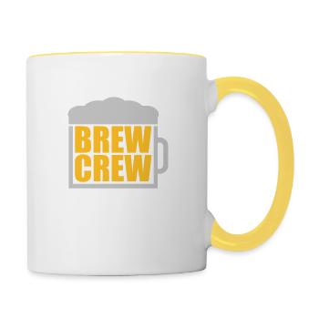 Verre de bière disant Brew Crew - Mug contrasté - blanc/jaune - Droite