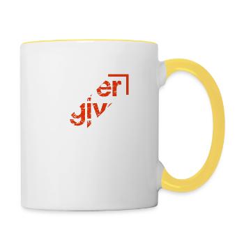 ne jamais abandonner - Mug contrasté - blanc/jaune - Droite