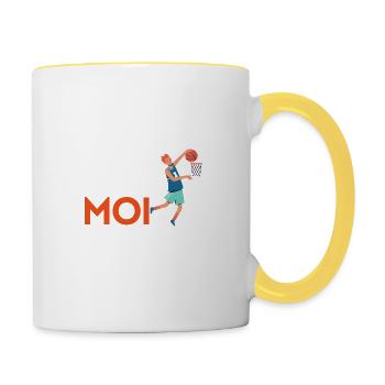 Basketball tee -cadeau fan de basketball - Mug contrasté - blanc/jaune - Droite
