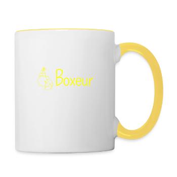Boxe love - idee cadeau boxeur - Mug contrasté - blanc/jaune - Droite