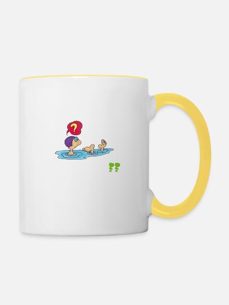 natation enfant humour - Mug contrasté - blanc/jaune
