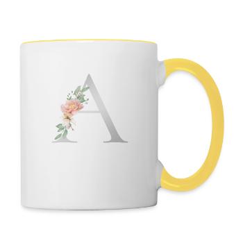 Customizable Monogram A Floral - Contrasting Mug - white/yellow - Right