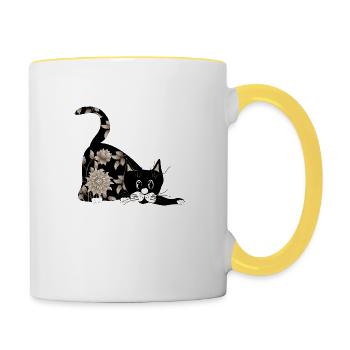 Chat - Mug contrasté - blanc/jaune - Droite