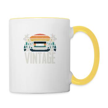 Bande cassette vintage RETRO - Mug contrasté - blanc/jaune - Droite