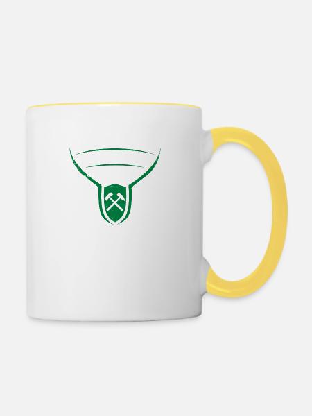 Erzgebirge Glück auf Heimat Wandern Bergbau - Tasse zweifarbig - Weiß/Gelb