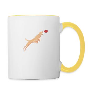 Cool Retro Dog Catching Training Designs T-Shirt - Contrasting Mug - white/yellow - Right
