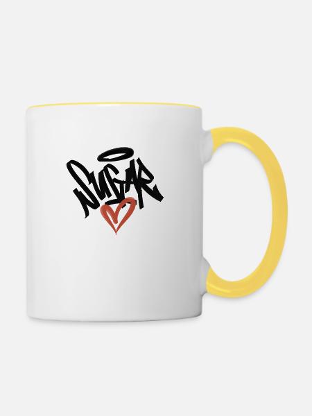 Zuckerherz Graffiti - Tasse zweifarbig - Weiß/Gelb