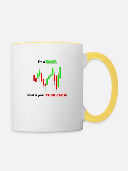 Aktien Design - Tasse zweifarbig - Weiß/Gelb