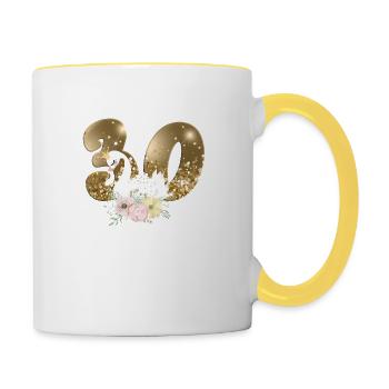 Numéro 30 Swan personnalisable - Mug contrasté - blanc/jaune - Droite