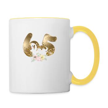Customizable Number 65 Swan - Contrasting Mug - white/yellow - Right