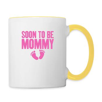 Annoncer une grossesse pour la première fois - Mug contrasté - blanc/jaune - Droite