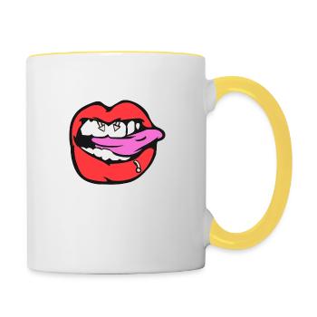 Brustwarzenpiercing - Tasse zweifarbig - Weiß/Gelb - Rechts