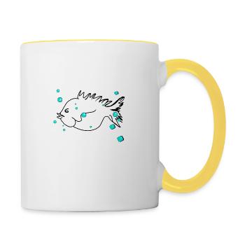 Schwimmen - Wasser - Tasse zweifarbig - Weiß/Gelb - Rechts