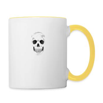 Kaffee Koffein Totenkopf - Tasse zweifarbig - Weiß/Gelb - Rechts