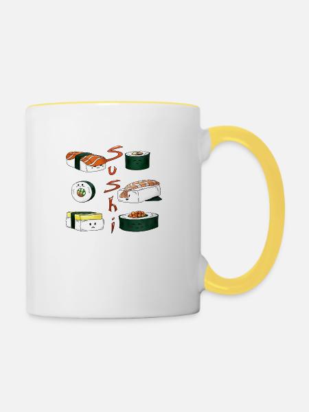 Sushi - Tasse zweifarbig - Weiß/Gelb