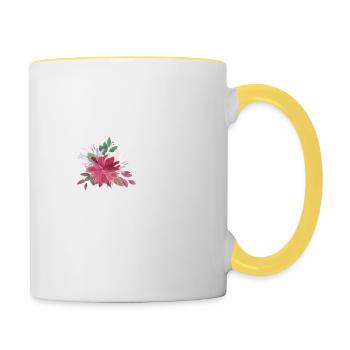 Lettre a floral - Mug contrasté - blanc/jaune - Droite