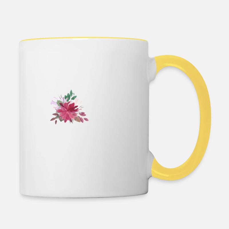 Lettre a floral - Mug contrasté - blanc/jaune