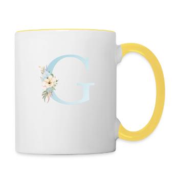 Monogramme G Floral personnalisable - Mug contrasté - blanc/jaune - Droite