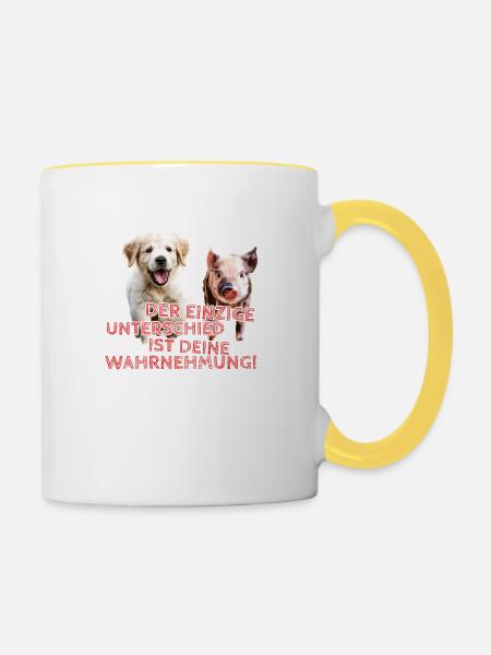 Der einzige Unterschied ist deine Wahrnehmung 2.0 - Tasse zweifarbig - Weiß/Gelb