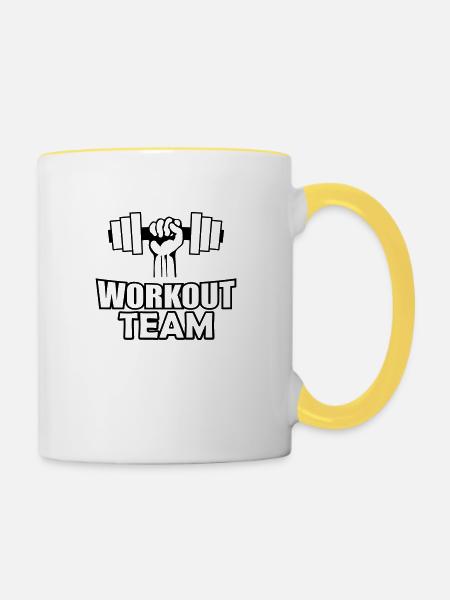 workout team - Tasse zweifarbig - Weiß/Gelb