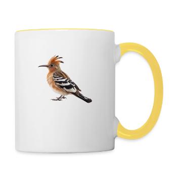 Der Wiedehopf hat einen markanten Kamm - Tasse zweifarbig - Weiß/Gelb - Rechts