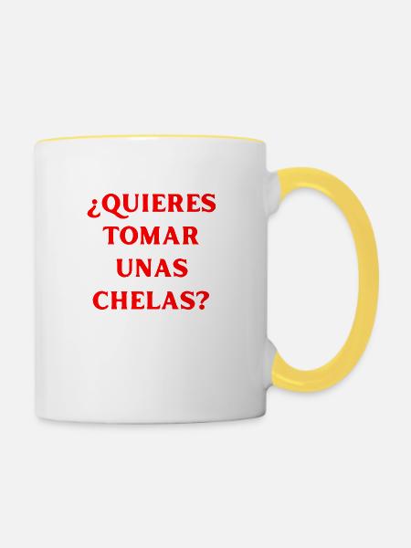 Trinkspruch Spanisch Mexikanisch - Tasse zweifarbig - Weiß/Gelb