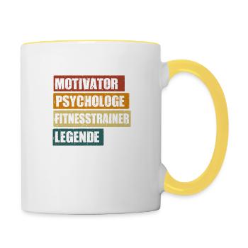 Lustiger Fitnesstrainer Spruch für deinen Coach - Tasse zweifarbig - Weiß/Gelb - Rechts