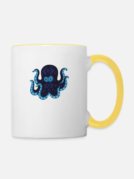 Meerestiere - Tasse zweifarbig - Weiß/Gelb
