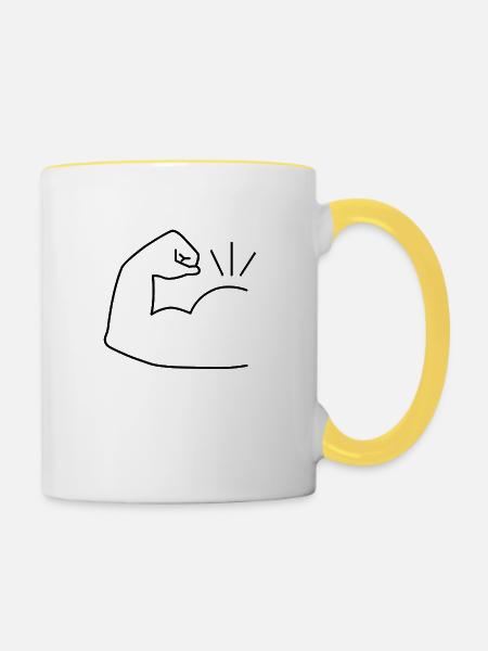 Muskeln - Tasse zweifarbig - Weiß/Gelb