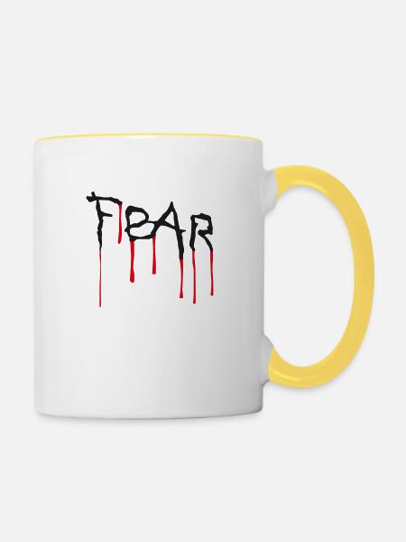 Fear - Angst - Tasse zweifarbig - Weiß/Gelb