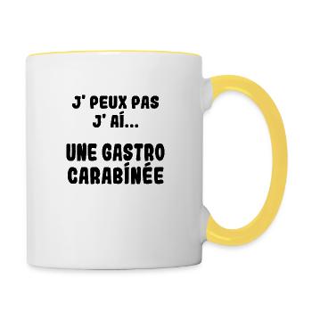 J'peux pas j'ai une Gastro carabinée - Mug contrasté - blanc/jaune - Droite