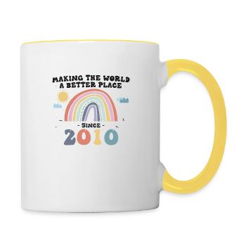 Making The World a Better Place Since 2010, 13th - Contrasting Mug - white/yellow - Right
