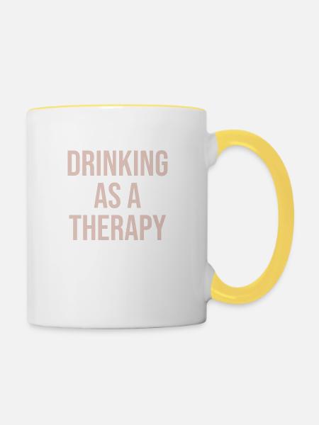 drinking as a therapy - Tasse zweifarbig - Weiß/Gelb