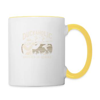 Duck Hunter, Duckaholic, Waterfowl Duck Hunting - Tasse zweifarbig - Weiß/Gelb - Rechts