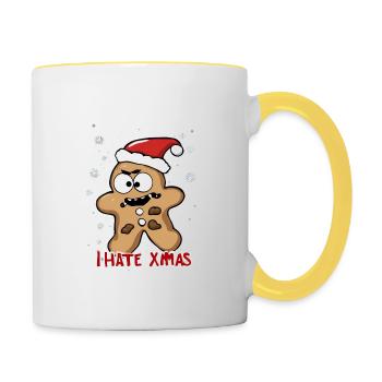 Je déteste Noël Gâteau aux biscuits en colère Noël - Mug contrasté - blanc/jaune - Droite