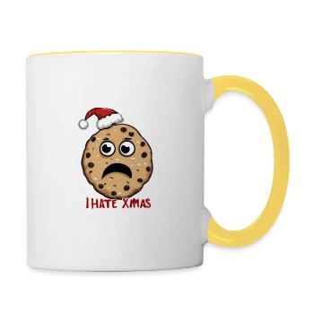 Je déteste Noël Gâteau aux biscuits en colère Noël - Mug contrasté - blanc/jaune - Droite