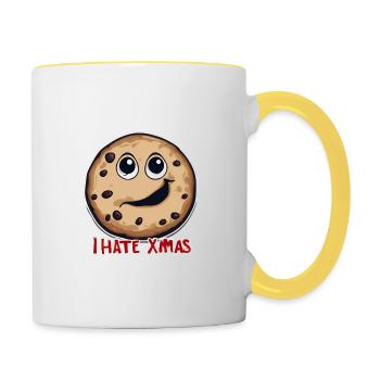 Je déteste Noël Gâteau aux biscuits en colère Noël - Mug contrasté - blanc/jaune - Droite