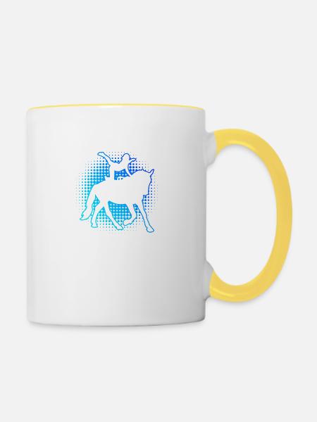Herren Pferdeperformance Körperbeherrschung - Tasse zweifarbig - Weiß/Gelb